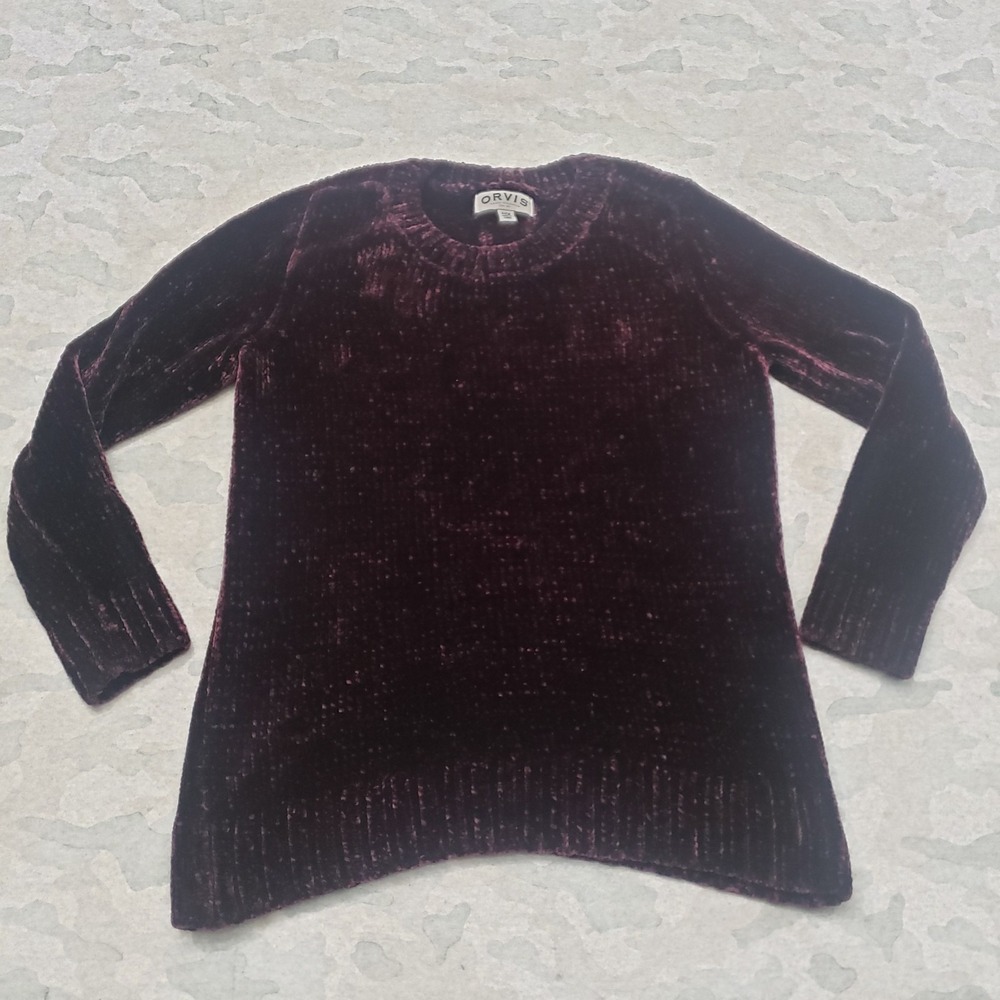 Orvis Sweater Womens Small Purple Pullover Ribbed Outdoors Long Sleeve